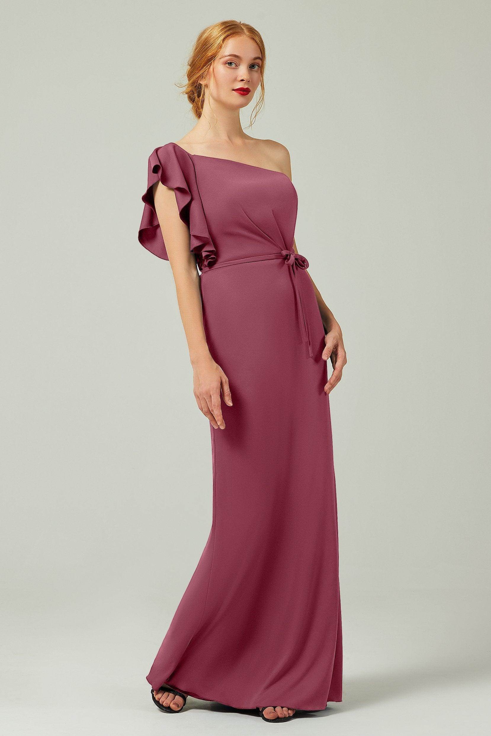 Sheath-Column Floor Length Chiffon Bridesmaid Dress Formal Dresses CB0361 - COCOMELODY